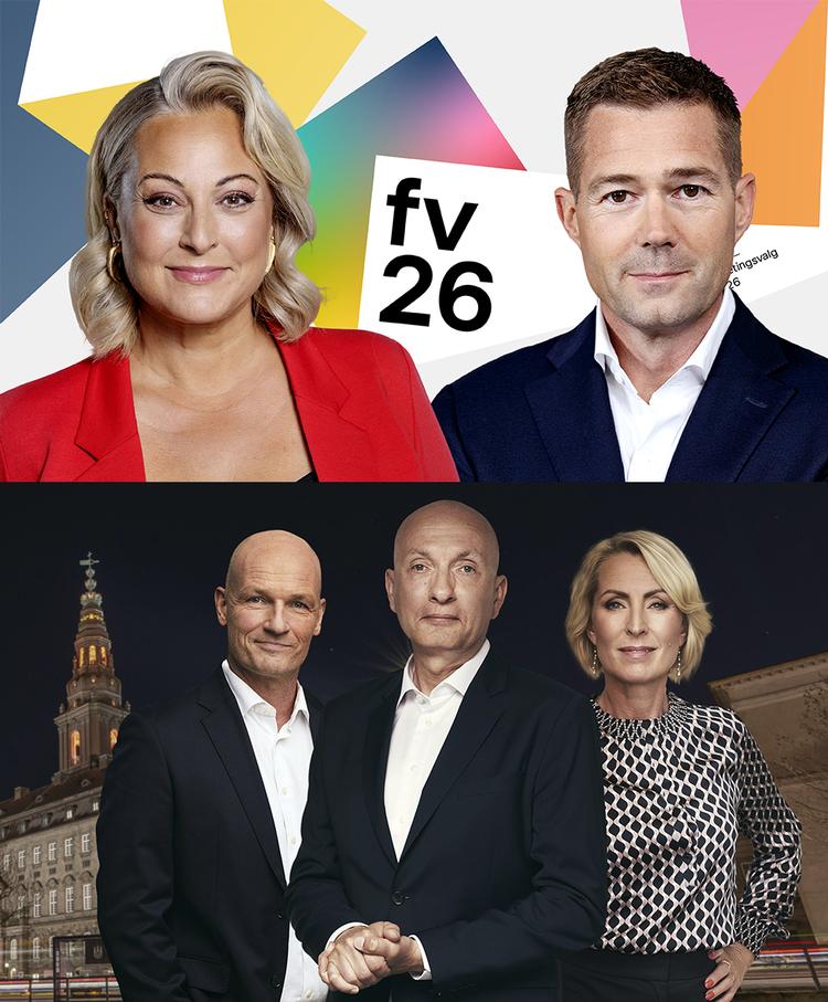 Hvor er folketingsvalg dog bare dejlig aftenunderholdning på tv-skærmen, mener Henrik Palle, der følte sig i gode hænder hos blandt andre Stéphanie Surrugue og Johannes Langkilde på DR og Lasse Sjørslev, Ask Rostrup og Cecilie Beck på TV 2.  Pr-foto: DR og TV 2