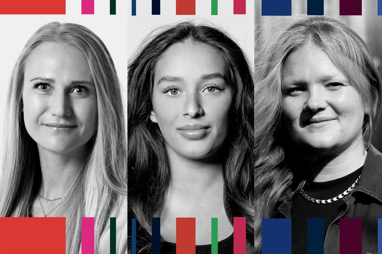 New to Parliament: from left, Sofie Villadsen (SF), Cecilie Liv Hansen (LA) and Ellen Emilie (M). Kollage:  Caroline Niegaard. Originalfoto: PR / Loui Pedersen