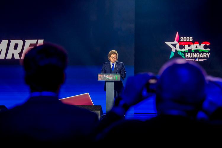 Javier Milei talte på den konservative CPAC-konference i Budapest i slutningen af marts forud for det ungarske valg 12. april.  Foto: Gergely Besenyei/Ritzau Scanpix