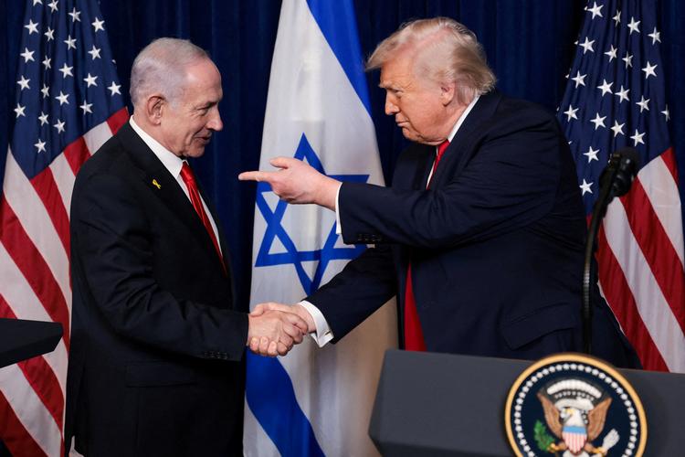 En af de gange, Israels regeringschef, Benjamin Netanyahu, har besøgt USA's præsident, Donald Trump, var kort før nytår, hvor de også holdt en fælles pressekonference 29. december.  Arkivfoto:  Jonathan Ernst