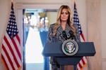 USA's førstedame, Melania Trump, overraskede alle ved at holde en tale torsdag, hvor hun afviste ethvert forhold til den afdøde seksualforbryder Jeffrey Epstein. Foto: Evan Vucci/Ritzau Scanpix