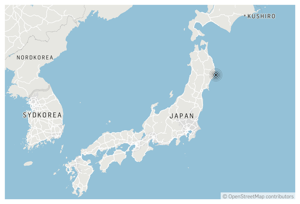 Kraftigt jordskælv ud for Japan udløser tsunamivarsel