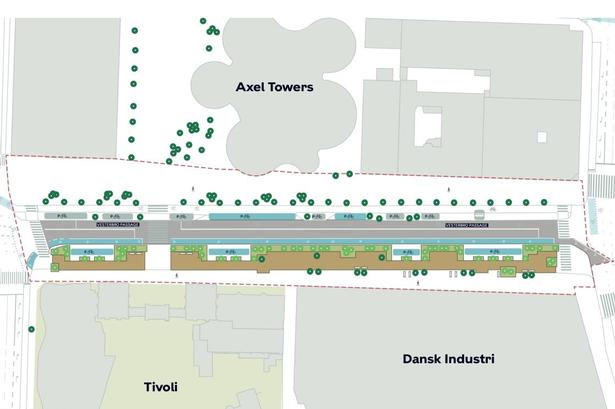 Forsøget med at gøre en del af Vesterbrogade til et grønt åndehul er budgettteret til 17 millioner. Illustration: Københavns Kommune 