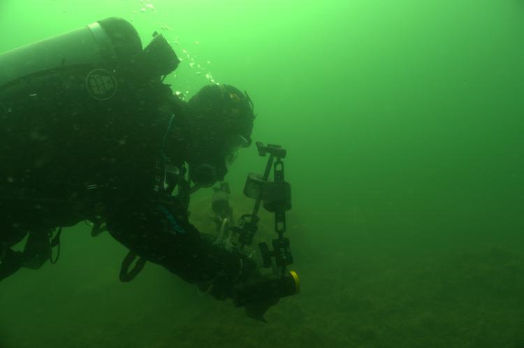 Marinarkæologer fra Nationalmuseet ved vraget af 'Havmanden'. Foto: Nationalmuseet