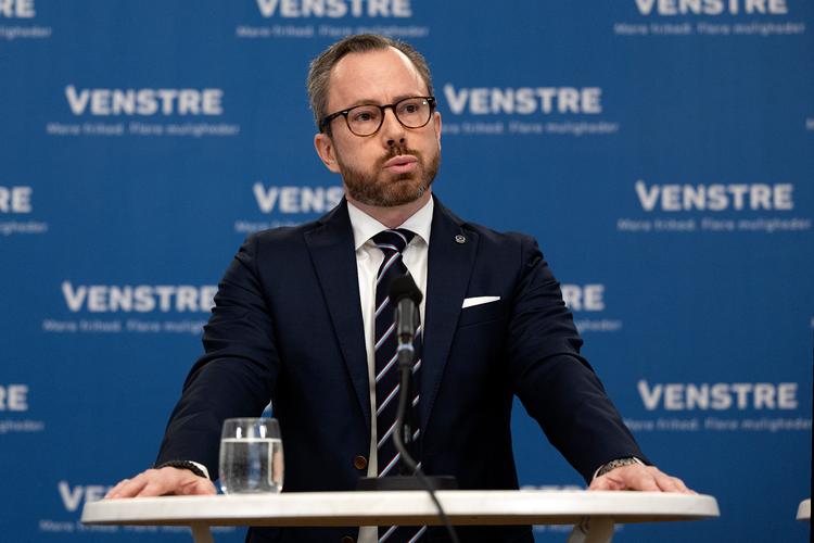 Jakob Ellemann-Jensen ses her på det pressemøde, hvor han meddelte, at han trak sig som formand for Venstre. Foto: Finn Frandsen