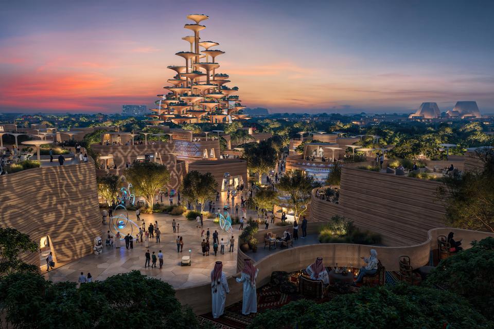 Expo 2030 er en kæmpe verdensudstilling, som denne gang skal finde sted i Riyadh under temaet 'Forandringens æra: Sammen for en forudseende morgendag'. Her vil Saudi-Arabien fremvise mange af sine visioner for arkitektur og kultur. Expo-udstillingerne varer i flere måneder og tiltrækker millioner af besøgende fra hele verden.
 Foto: Expo 2030 Riyadh