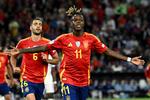 Nico Williams spiller for Spanien og er bror til Inaki Williams, der spiller for Ghana. Foto: Annegret Hilse/Ritzau Scanpix