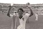 Gary Lineker, der her er fotograferet ved VM i Mexico i 1986, scorede fire mål ved slutrunden i 1990 og har i alt lavet 10 VM-mål. Den rekord har Harry Kane udlignet ved det aktuelle VM. Foto: © Reuters Photographer / Reuter/Ritzau Scanpix