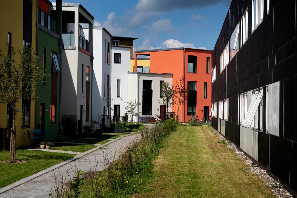 Bydelen Musicon ved Roskilde, der fylder 250.000 kvadratmeter, er et tidligere industriområde, der er omdannet til en eksperimenterende bydel med kultur, iværksættere og forskellige boligformer.  Foto: Martin Lehmann