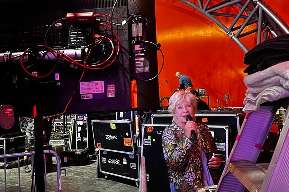 Lydprøve backstage inden koncerten. Privatfoto 