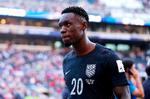 Folarin Balogun var tilbage efter den kontroversielle ophævelse af sin karantæne, men kunne ikke forhindre USA i at tabe 4-1 til Belgien. Foto: Luke Hales/Ritzau Scanpix