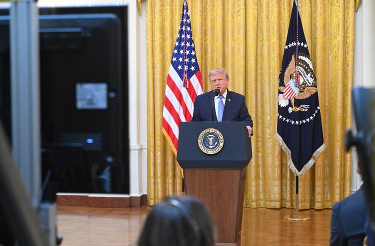 USA's præsident Donald Trump holdt torsdag aften amerikansk tid en tale om valgsikkerhed i Det Hvide Hus. Foto: Saul Loeb/Ritzau Scanpix