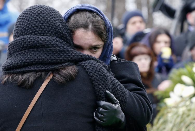Zjanna Nemtsova til sin fars begravelse 3. marts 2015. Hendes far var ppositionspolitikeren Boris Nemtsov. Arkivfoto: Tatyana Makeyeva