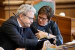 Preben Bang Henriksen og Anni Matthiesen ses her i Folketingssalen. Foto: Jens Dresling (arkiv)