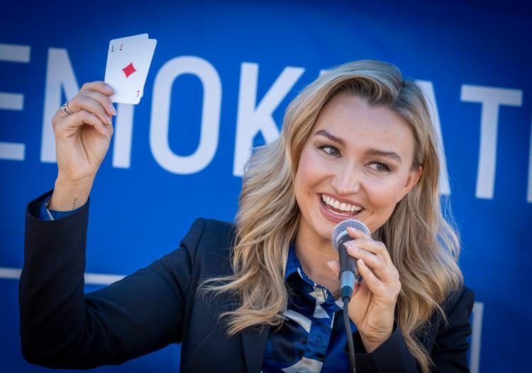 Ebba Busch og Kristdemokraterna står ifølge den seneste meningsmåling til en fremgang fra 5,3 procent ved valget i 2022 til 8,5 procent.  Foto: 50090 Johan Nilsson / Tt/Ritzau Scanpix