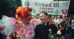 Queer Kirken går forrest til Pride. I spidsen er Bo alias Ramona (tv) og Viggo.  Foto: Henrik Bohn Ipsen