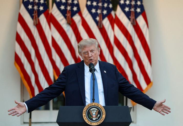 Donald Trump taler her under en middag i Det Hvide Hus tidligere på måneden.   Foto: Evelyn Hockstein/Ritzau Scanpix