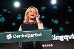 Centerpartiets leder Elisabeth Thand Ringqvist på valgaftenen. Foreløbig ligger Centerpartiet på 7,1 procent.  Foto: 10080 Fredrik Sandberg /tt/Ritzau Scanpix