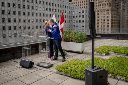 Prime Minister Mette Frederiksen and Greenlandic Premier Jens-Frederik Nielsen hold a press conference after signing a security agreement with the United States on the roof of Denmark’s UN mission in New York on Thursday, 22 September 2026. (Photo: Mads Claus Rasmussen/Ritzau Scanpix) Foto: Mads Claus Rasmussen/Ritzau Scanpix