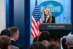 Katie Zacharia har indtil nu bevæget sig i kulissen af Trumps administration og hans private virksomheder, blandt andet som seniorkommunikationsrådgiver i Truth Social. Nu er hun en af frontfigurerne i Det Hvide Hus. Foto: Jim Watson/Ritzau Scanpix