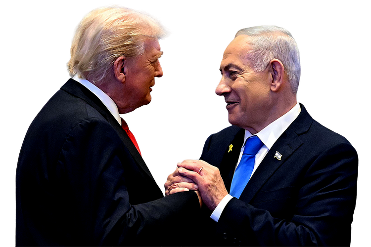 Opbakningen kom sent, men nu støtter USA's præsident Trump Israels premierminister Netanyahu »fuldt og totalt« i hans forsøg på at blive genvalgt i Israel.  Foto: Saul Loeb/AFP/Ritzau Scanpix