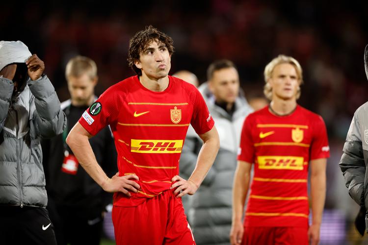 Conference League på Farum Park: FC Nordsjælland - CSKA Sofia. FC Nordsjællands Alexander Lind var skuffet efter kampen. Foto: Jens Dresling