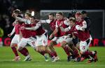  Fleetwood Town fra bunden af den fjerdebedste engelske række leverede en vaskeægte sensation mod det engelske mesterhold Arsenal. Foto: Jon Super/Ritzau Scanpix