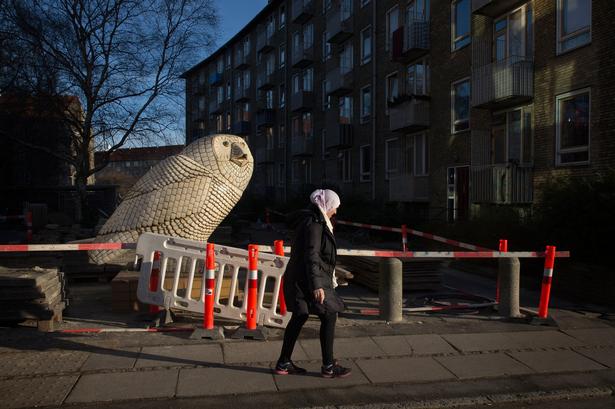 Et kendetegn for Bispeparken er Gunnar Westmans 'Sneugle'.


 