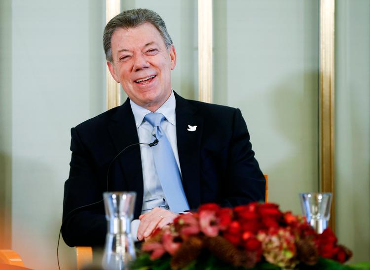 Den colombianske præsident, Juan Manuel Santos, er de næste tre dage i Oslo, hvor han lørdag modtager Nobels fredspris. (Terje Pedersen NTB Scanpix via AP)  