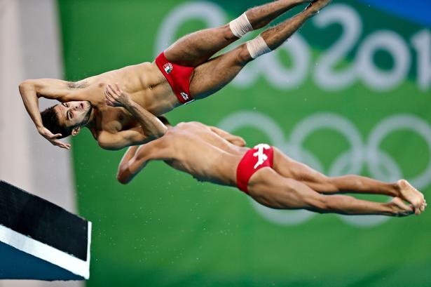 Synkronudspring for herrer 10 meter. Mexicos Ivan Garcia og Germa Sanchez. 