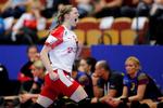 Danmarks Anne Mette Hansen jubler efter en scoring. 
