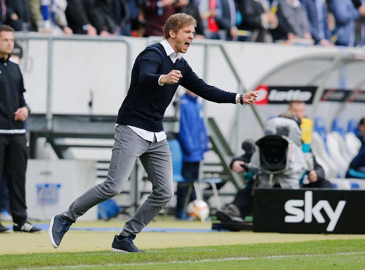 Den 29-årige Julian Nagelsmann har grund til at juble, for han har denne sæson trodset alle fordommene om sin alder og sikret Bundesliga-klubben Hoffenheim en 4. plads i ligaen. 