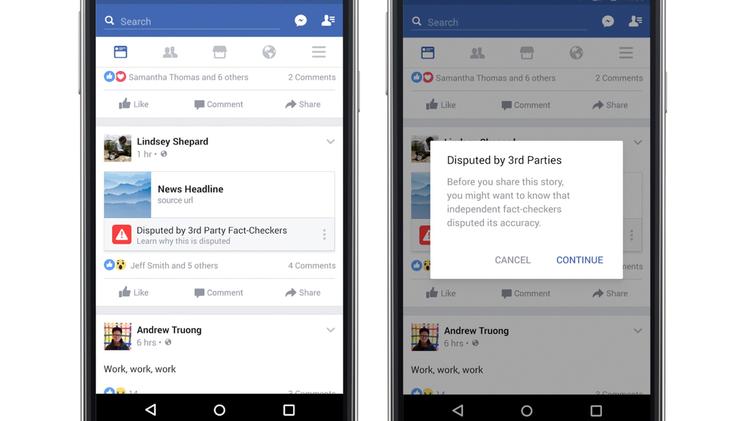 Facebook indfører en mærkningsordning for falske og løgnagtige artikler. (Facebook via AP) 
