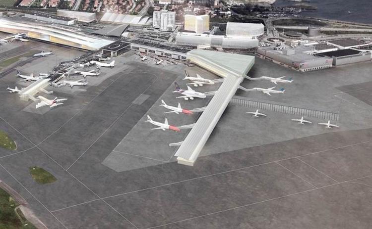 Den kommende Finger E (med de to rødnæsede Norwegian-fly) er en del af Københavns Lufthavns kommende udvidelse. Den skal håndtere langdistancefly.  
