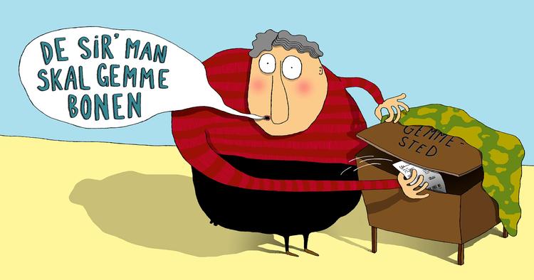 Hver femte forbruger får problemer ved ombytning eller reklamation, hvis kvitteringen mangler. Så gem den, opfordrer Konkurrence- og Forbrugerstyrelsen. Illustration: Louise Thrane Jensen 