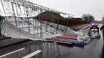 Et stillads i Ballerup er væltet i stormen Urd. 