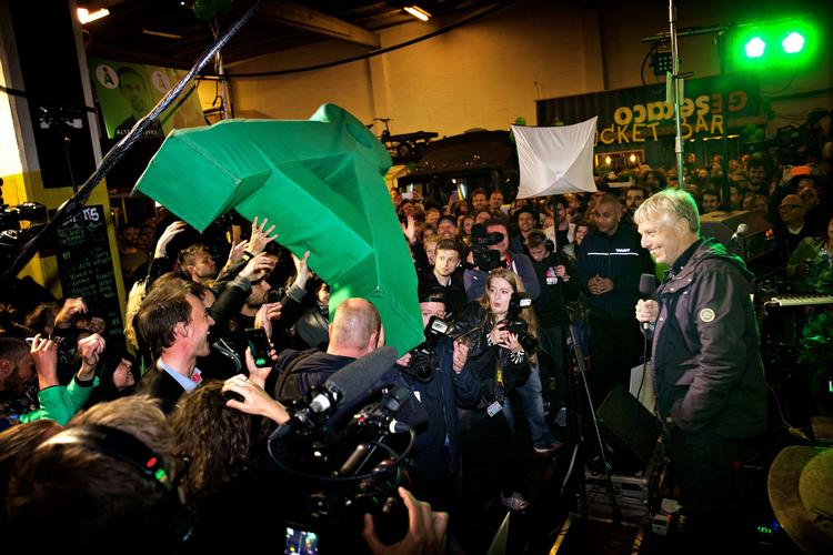 Uffe Elbæk på valgaftenen i juni 2015, hvor valgfesten blev holdt på Papirøen. 
