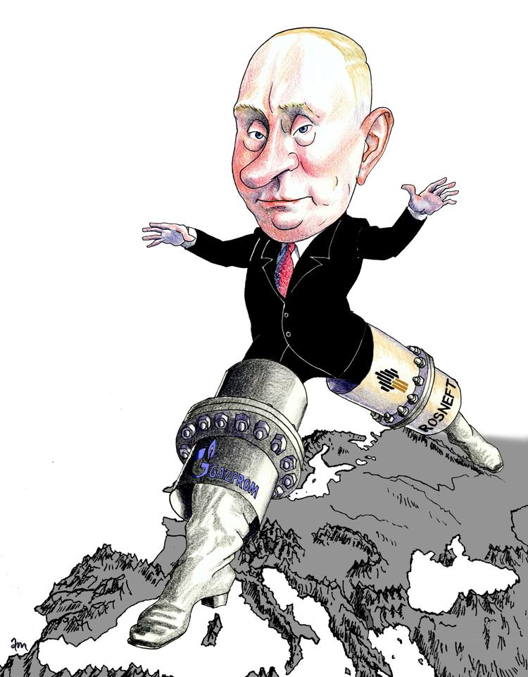 Putins Rusland. Tegning: Anne-Marie Steen Petersen 