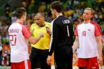 Danmark kom i vanskeligheder mod Qatar i gruppespillet ved OL i Rio, men fik vendt spillet, vandt 26-25 og sikrede sig en plads i kvartfinalen. Rene Toft Hansen til højre.  