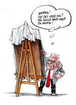 Billedet af Mogens Lykketoft har været færdigt i omkring et år. Det har været et tidskrævende arbejde. Blandt andet tog det en hel dag at male Lykketofts ene kind, fortæller Roald Als, der også har tegnet i dagens anledning. 