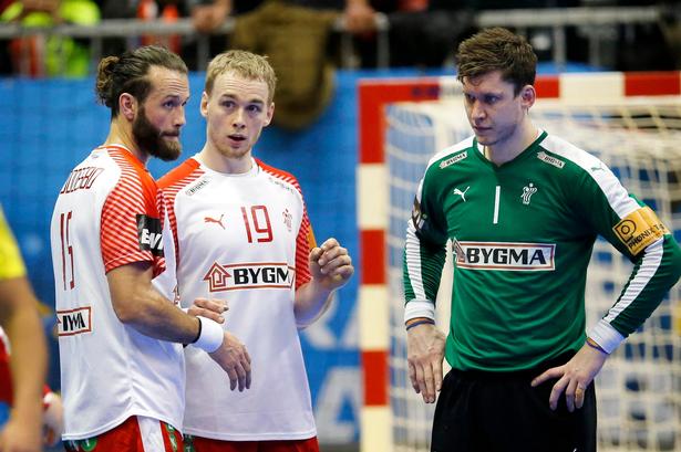 Jesper Nøddesbo, Rene Toft Hansen og Niklas Landin efter kampen. Foto: Jens Dresling 