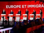 Franske politikere i tv-debat. Fra venstre Arnaud Montebourg, Benoit Hamon, Jean-Luc Bennahmias, Vincent Peillon, Manuel Valls og Sylvia Pinel. 