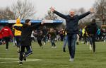Begejstringen hos tilhængerne var synlig, da Sutton United i går havde besejret Leeds United fra den næstbedste række. 