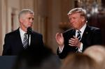 Neil Gorsuch (til venstre) er angiveligt ikke begejstret over Donald Trumps udtalelser om en dommerkollega. 