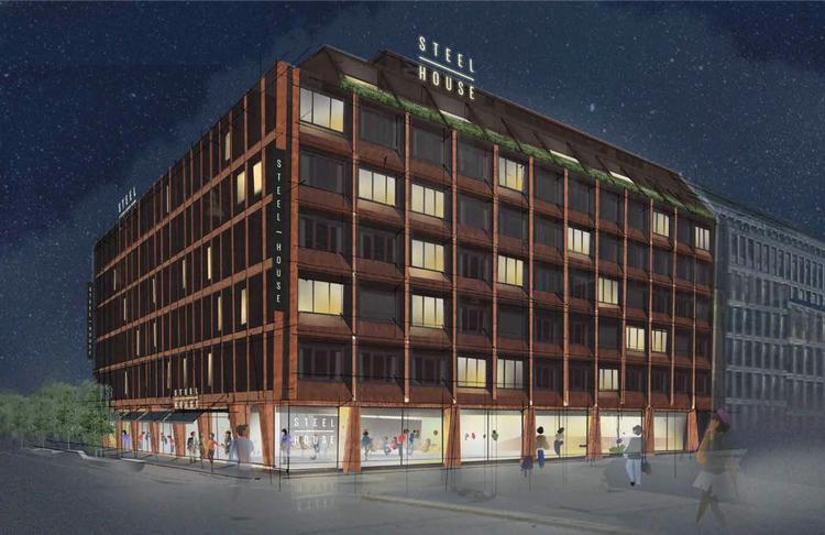 Steel House er et nyt hostel, der er bygget i 'industriel' stil. Det åbner til sommer i Nyropsgade i København Illustration Arp-Hansen Hotel Group