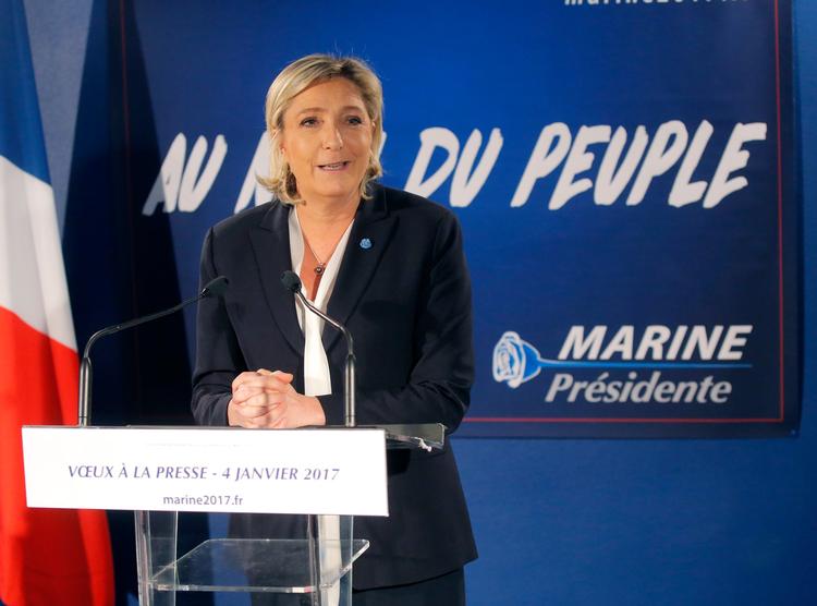 Marine le Pen, leder af det EU-fjendtlige nationalistparti Front National står stærkt i det franske præsidentvalg.  
