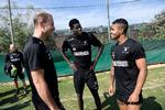 Træner Jess Thorup (tv) skal bestemme, om Paul Onuachu eller Bruninho (th) skal være førsteangriber på FCM-holdet Foto: Tariq Mikkel Khan

Cheftræner Jes Thorup, Paul Onuachu og Bruninho.



 