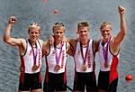 Eskild Ebbesen (th) fik bronze ved sin sidste OL-deltagelse i 2012 sammen med fra venstre Kasper Winther Jørgensen, Morten Jørgensen og Jacob Barsøe.  