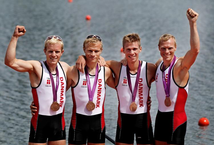 Eskild Ebbesen (th) fik bronze ved sin sidste OL-deltagelse i 2012 sammen med fra venstre Kasper Winther Jørgensen, Morten Jørgensen og Jacob Barsøe.  