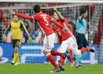 Arjen Robben har scoret til 1-0, og selv om Arsenal fik udlignet før pausen, kørte FC Bayern hen over gæsterne, og kun en sensation kan spærre tyskernes vej til kvartfinalen.  